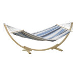 Hamac avec support en bois salsa - bois naturel et bleu rayé Hamac avec support en bois salsa - bois naturel et bleu rayé