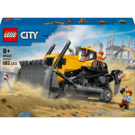 Lego city - le bulldozer jaune, jouet de chantier de construction - 60466