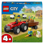 Lego city tracteur agricole rouge avec remorque et moutons 60461