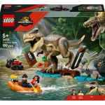 Lego jurassic world - le t. rex et l?vasion sur la rivire, set de construction, figurine de dinosaure ...