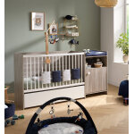 Lit combin� 120x60 �volutif en 90x190 avec porte ch�ne silex