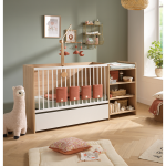 Lit b�b� combin� 120x60 �volutif en 90x190 avec �tag�res up - ch�ne dor� - babyprice