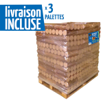 Lot de 3 palettes woodstock bois densifi� - pack de 5 b�ches