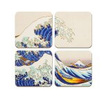Lot de 4 sous - verres - la grande vague de kanagawa Lot de 4 sous - verres - la grande vague de kanagawa