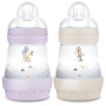 Mam biberon easy start / anti - colique - 160ml - lilas + sable - tétine débit 1 - x2 Mam biberon easy start / anti - colique - 160ml - lilas + sable - tétine débit 1 - x2