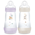 Mam biberon easy start / anti - colique - 260ml - lilas + sable - tétine débit 2 - x2 Mam biberon easy start / anti - colique - 260ml - lilas + sable - tétine débit 2 - x2