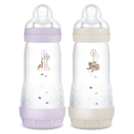 Mam biberon easy start / anti - colique - 320ml - lilas + sable - tétine débit 3 - x2 Mam biberon easy start / anti - colique - 320ml - lilas + sable - tétine débit 3 - x2