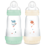 Mam biberon easy start / anti - colique classique - 260ml - menthe + coton - tétine débit 2 - x2 Mam biberon easy start / anti - colique classique - 260ml - menthe + coton - tétine débit 2 - x2