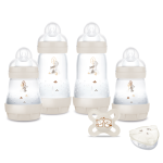 Mam coffret naissance - sable - 4 biberons + 1 sucette + 1 boîte doseuse Mam coffret naissance - sable - 4 biberons + 1 sucette + 1 boîte doseuse