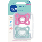 Mam sucette comfort rose - 2 - 12 mois - silicone - bte st�rilisation x2