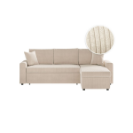 Maria - canap� d'angle r�versible, convertible en velours c�tel� avec coffre - blanc