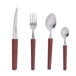 M�nag�re 16 pi�ces jean dubost line terracotta en acier inox et biomati�re v�g�tale