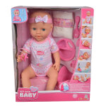 New born baby poupon rose 43cm boit fait pipi