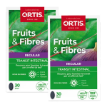 Ortis duo fruits & fibres regular promopack 2 x 30 comprims - favorise le transit - laboratoires ortis ...