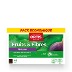 Ortis fruits & fibres regular pack economique 45 cubes - favorise le transit - laboratoires ortis