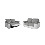 Pack - canap� de relaxation ross �lectrique 2 et 3 places en tissu et simili - blanc / gris