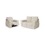 Pack - canap� de relaxation ross �lectrique 2 places et fauteuil en tissu antitache - beige