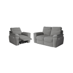 Pack - canap� de relaxation ross �lectrique 2 places et fauteuil en tissu antitache - gris