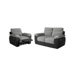 Pack - canap� de relaxation ross �lectrique 2 places et fauteuil en tissu et simili - noir / gris