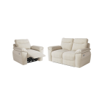 Pack - canap� de relaxation ross �lectrique 2 places et fauteuil en tissu textur� 3d - beige