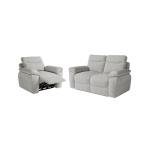 Pack - canap� de relaxation ross �lectrique 2 places et fauteuil en tissu textur� 3d - gris clair