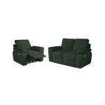 Pack - canap� de relaxation ross �lectrique 2 places et fauteuil en velours c�tel� - vert fonc�
