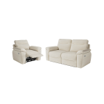 Pack - canap� de relaxation ross �lectrique 3 places et fauteuil en tissu antitache - beige