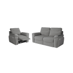 Pack - canap� de relaxation ross �lectrique 3 places et fauteuil en tissu antitache - gris