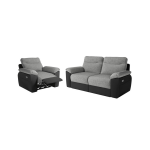 Pack - canap� de relaxation ross �lectrique 3 places et fauteuil en tissu et simili - noir / gris