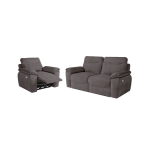 Pack - canap� de relaxation ross �lectrique 3 places et fauteuil en velours c�tel� - gris