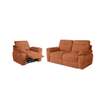 Pack - canap� de relaxation ross �lectrique 3 places et fauteuil en velours c�tel� - terracotta
