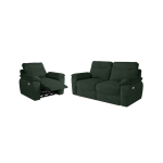Pack - canap� de relaxation ross �lectrique 3 places et fauteuil en velours c�tel� - vert fonc�