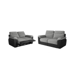 Pack - canap� de relaxation ross manuel 2 et 3 places en tissu et simili - noir / gris