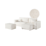 Pack - clarisse - canap� d'angle convertible r�versible avec pouf en tissu bouclette - blanc