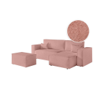 Pack - clarisse - canap� d'angle convertible r�versible avec pouf en tissu bouclette - rose