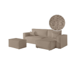 Pack - clarisse - canap� d'angle convertible r�versible avec pouf en tissu bouclette - taupe