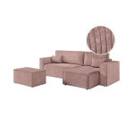 Pack - clarisse - canap� d'angle convertible r�versible avec pouf en velours c�tel� - vieux rose