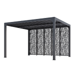 Pergola bioclimatique aluminium avec 5 panneaux moucharabieh coloris gris pour c�t� 3, 60 m / surface ...