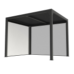 Pergola bioclimatique aluminium balcon et terrasse coloris gris anthracite avec rideau manuel coloris ...