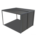 Pergola bioclimatique aluminium livr�e avec des ventelles lat�rales aluminium mobiles pour c�t� 3 m / ...