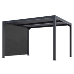 Pergola bioclimatique aluminium avec rideau manuel coloris gris pour c�t� 3 m / surface de protection ...