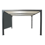 Pergola bioclimatique aluminium avec rideau manuel coloris gris pour c�t� 3 m / surface de protection ...