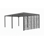 Pergola bioclimatique aluminium xxl avec 5 panneaux moucharabieh coloris gris pour c�t� 3, 60 m / surface ...