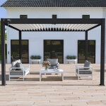 Pergola bioclimatique autoport�e collection vs 3x4m noire charbon et blanche