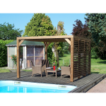 Pergola fabriqu�e en bois massif trait� tr�s haute temp�rature / dimensions 3, 41x3, 13 m