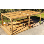 Pergola fabriqu�e en bois massif trait� tr�s haute temp�rature / dimensions 3, 41x6, 26 m