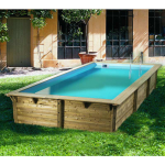 Piscine bois octogonale azura 300 x 400 cm : �l�gante et robuste, elle s?int�gre parfaitement au jardin. ...