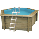 Piscine hexagonale sunwater 410 - madriers �p. 45mm pin du nord classe 4 - dim. ext 410cm - int 380cm ...
