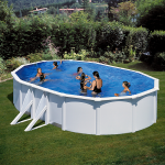 Piscine ovale acier 5, 27m x 3, 27m x h: 1, 22m - filtration � cartouche - avec renfort apparents