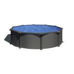 Piscine ronde acier diam. 4, 80m x h: 1, 32m - gris anthracite filtration � sable
